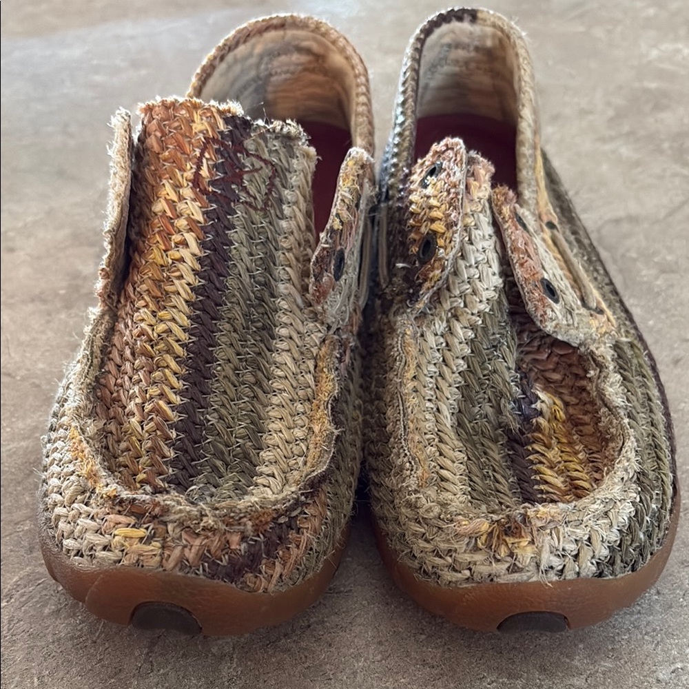 Twisted X Brown and Tan Moccasin Slip-Ons with Textured Design